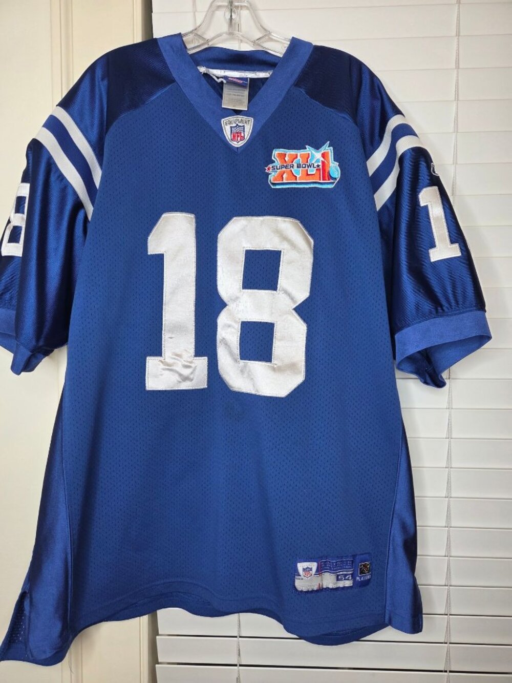 Peyton Manning Reebok Colts Super Bowl XLI Jersey 18 Blue NFL